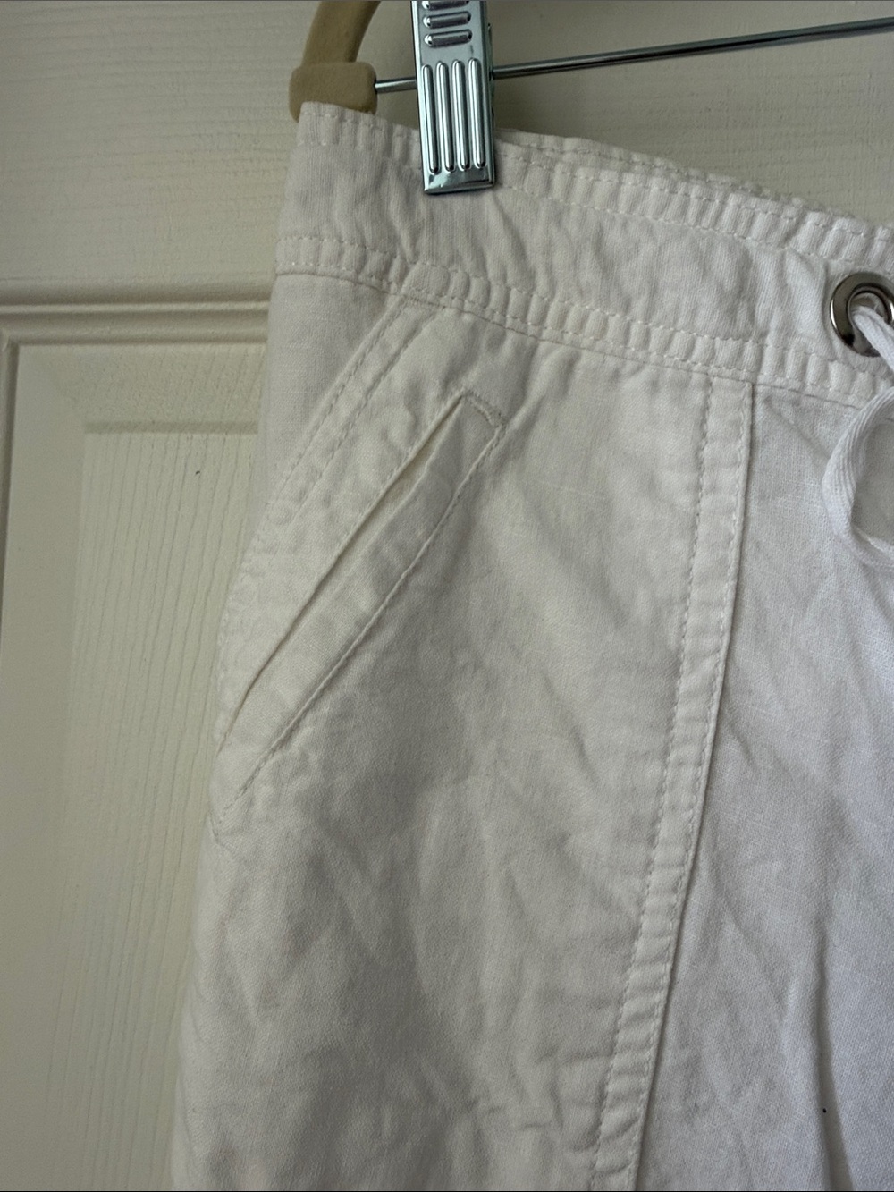 Banana Republic White Drawstring Linen-Blend Joggers - Picture 5 of 8